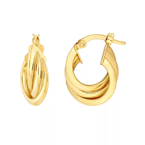 Triple Twisted Gold Hoop Earrings