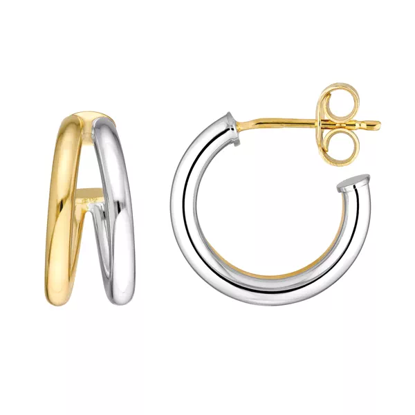 Open Two-Tone Gold Hoop Earrings