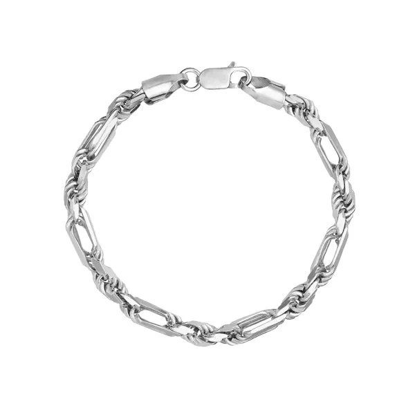 Twisted Figaro Silver Bracelet (8")