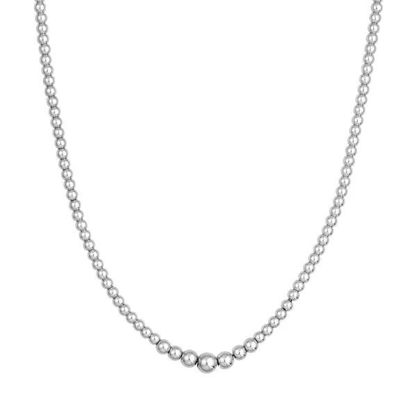 Graduated Beaded Silver Necklace