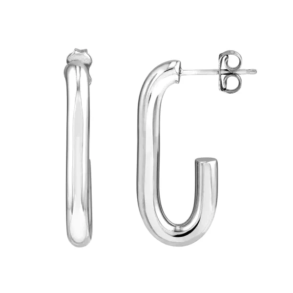 J-Hoop Silver Earrings