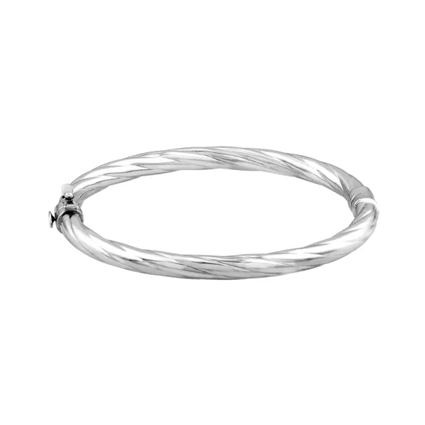 Twisted Oval Silver Bangle