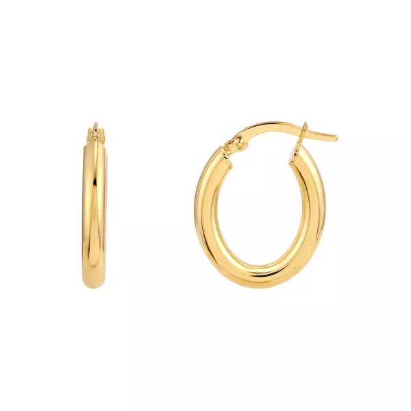 Oval Tube Gold Hoop Earrings