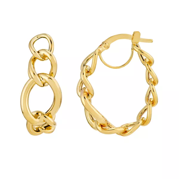 Graduated Link Gold Hoop Earrings