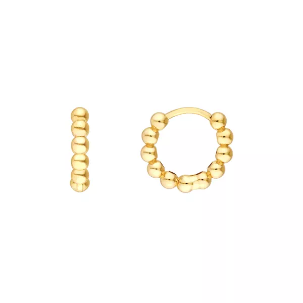 Beaded Orb Gold Huggie Earrings
