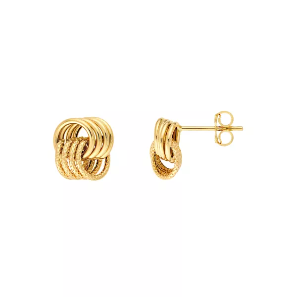 Mixed Texture Twist Gold Stud Earrings