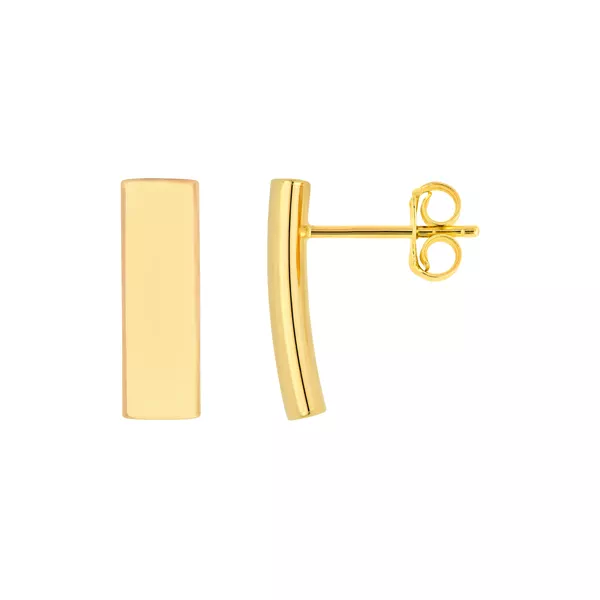 Curved Bar Gold Stud Earrings