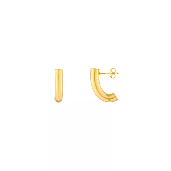 Tubular Curve Gold Stud Earrings