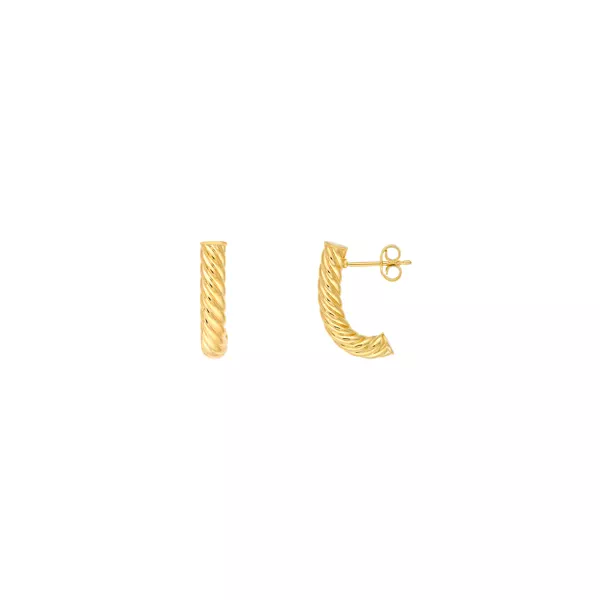 Twisted Tube Gold Stud Earrings
