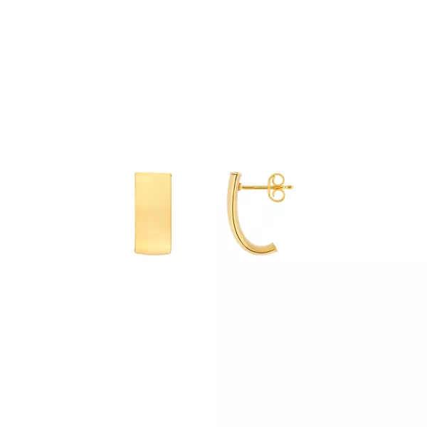 Wide Curved Bar Gold Stud Earrings