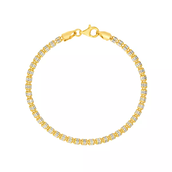 Two-Tone Diamond-Cut Bead Bracelet (8 in)