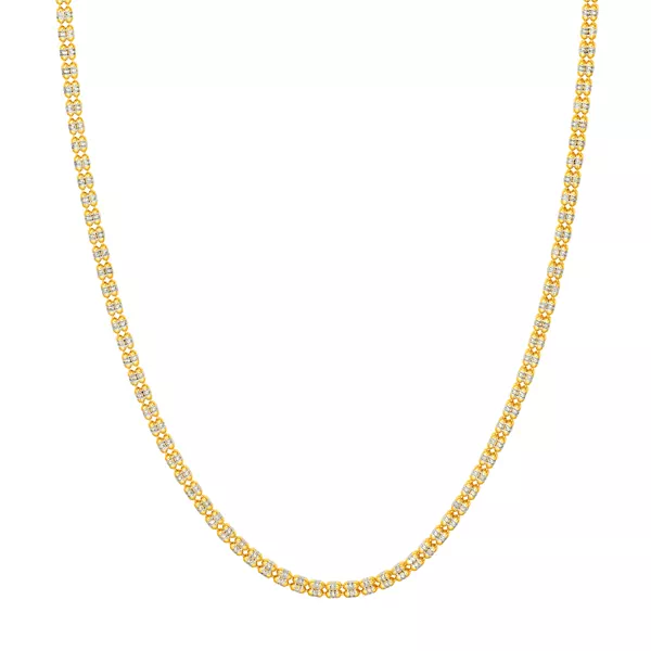 Two-Tone Double Row Diamond-Cut Bead Necklace (18 in)