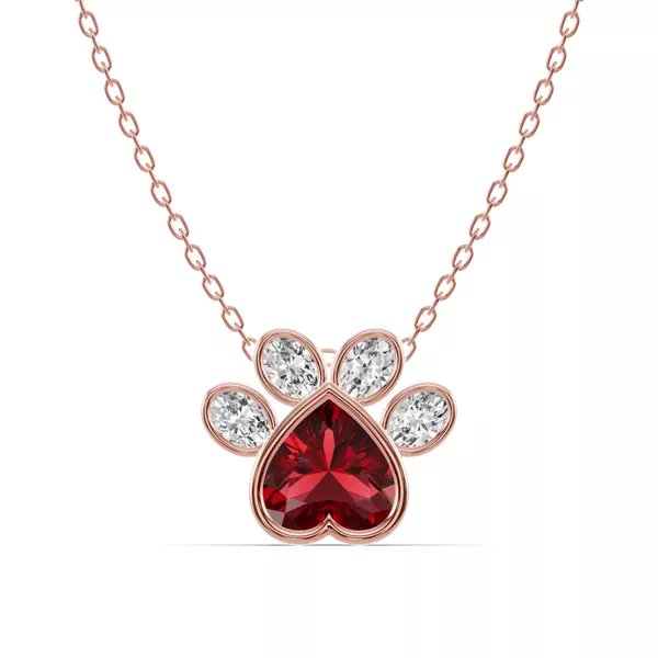 Bella Paw Garnet & Lab Diamond Necklace