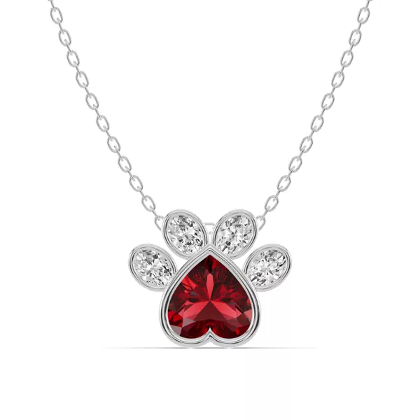 Bella Paw Garnet & Lab Diamond Necklace