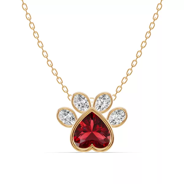 Bella Paw Garnet & Lab Diamond Necklace