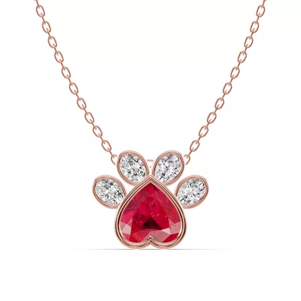 Bella Paw Ruby & Lab Diamond Necklace