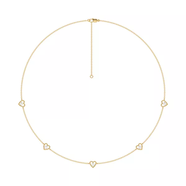 Heart Embrace Lab Diamond Five-Station Necklace