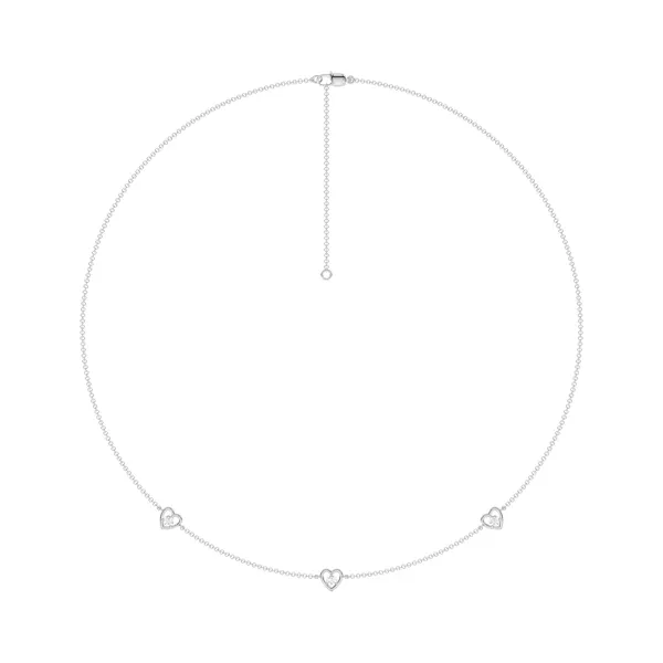Heart Embrace Lab Diamond Three-Station Necklace