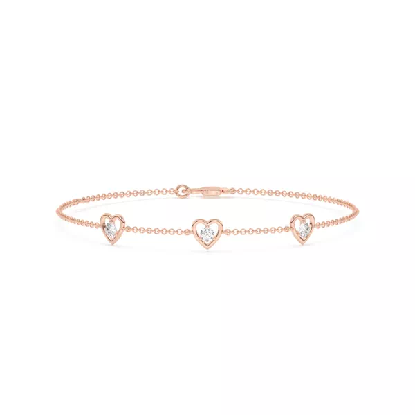 Heart Embrace Lab Diamond Three-Station Bracelet