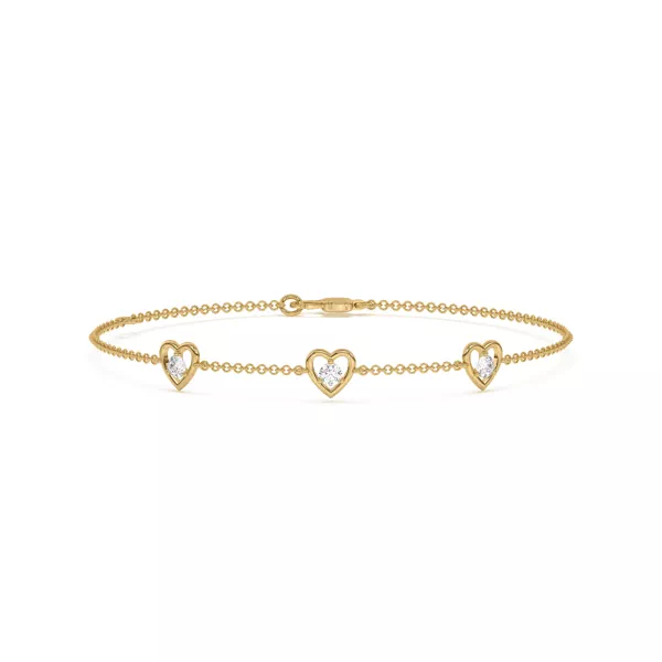 Heart Embrace Lab Diamond Three-Station Bracelet