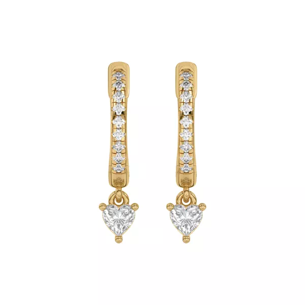 Heart Lab Diamond Drop Huggie Earrings