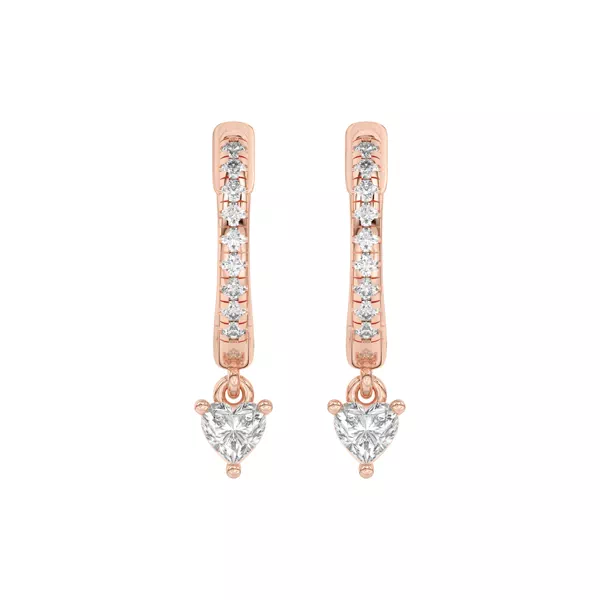 Heart Lab Diamond Drop Huggie Earrings
