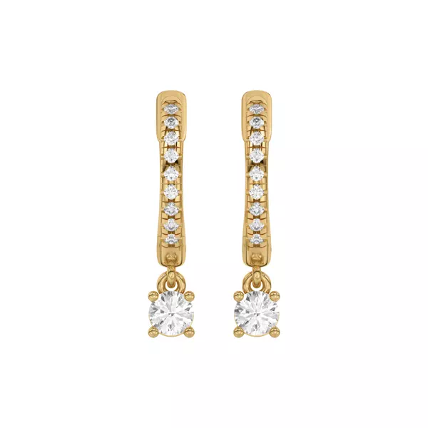 Round Lab Diamond Drop Huggie Earrings