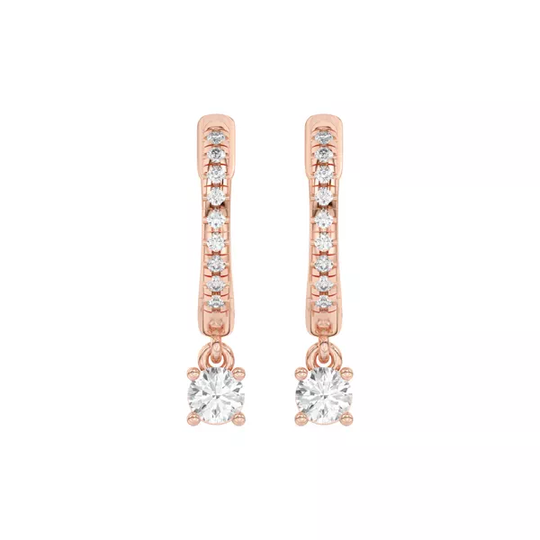 Round Lab Diamond Drop Huggie Earrings