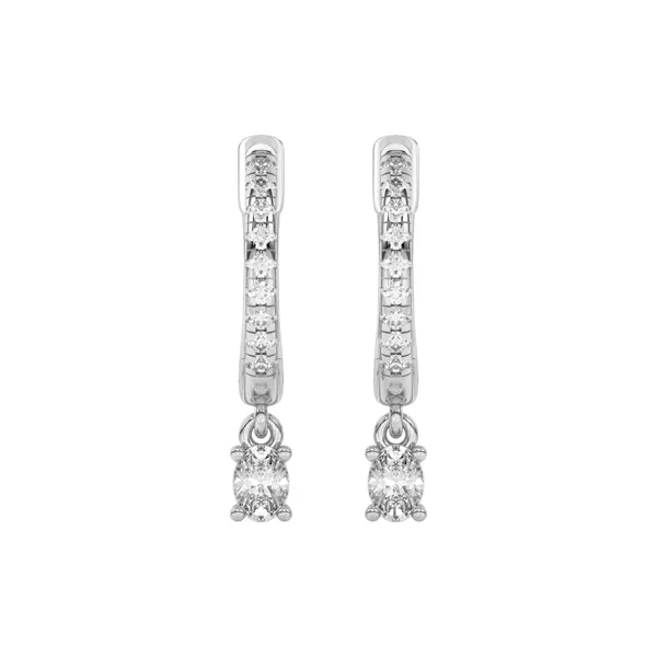Oval Lab Diamond Drop Huggie Earrings