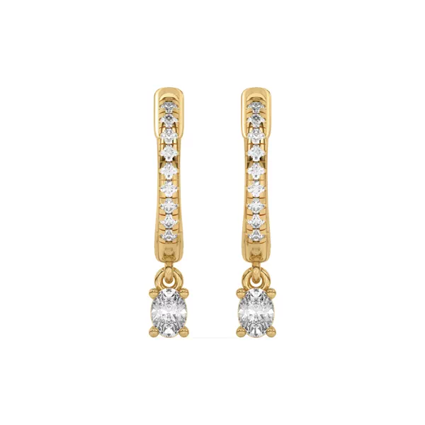 Oval Lab Diamond Drop Huggie Earrings