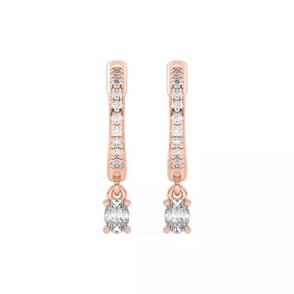 Oval Lab Diamond Drop Huggie Earrings