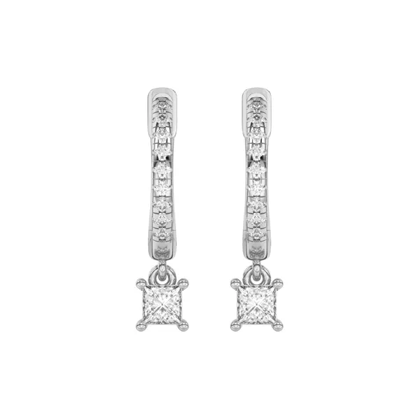Princess-Cut Lab Diamond Drop Huggie Earrings
