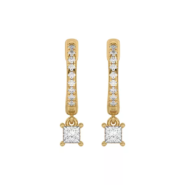 Princess-Cut Lab Diamond Drop Huggie Earrings