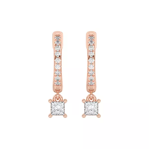 Princess-Cut Lab Diamond Drop Huggie Earrings