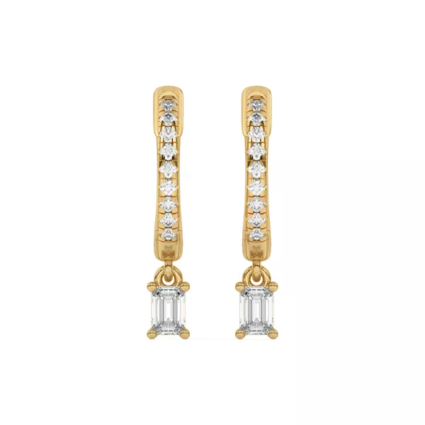 Emerald-Cut Lab Diamond Drop Huggie Earrings