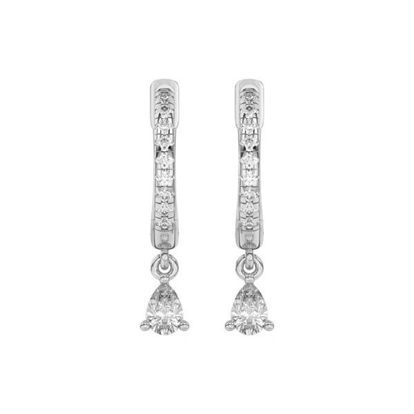 Pear-Shaped Lab Diamond Drop Huggie Earrings