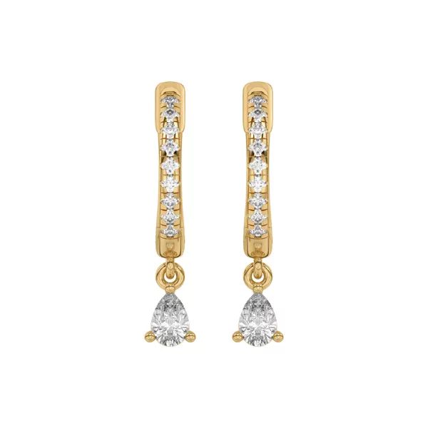 Pear-Shaped Lab Diamond Drop Huggie Earrings