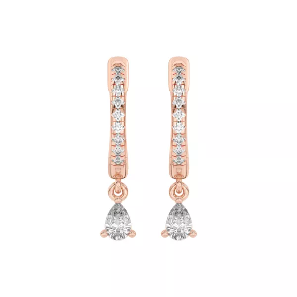 Pear-Shaped Lab Diamond Drop Huggie Earrings
