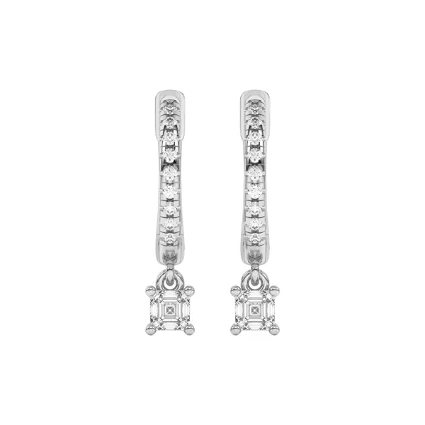 Asscher-Cut Lab Diamond Drop Huggie Earrings