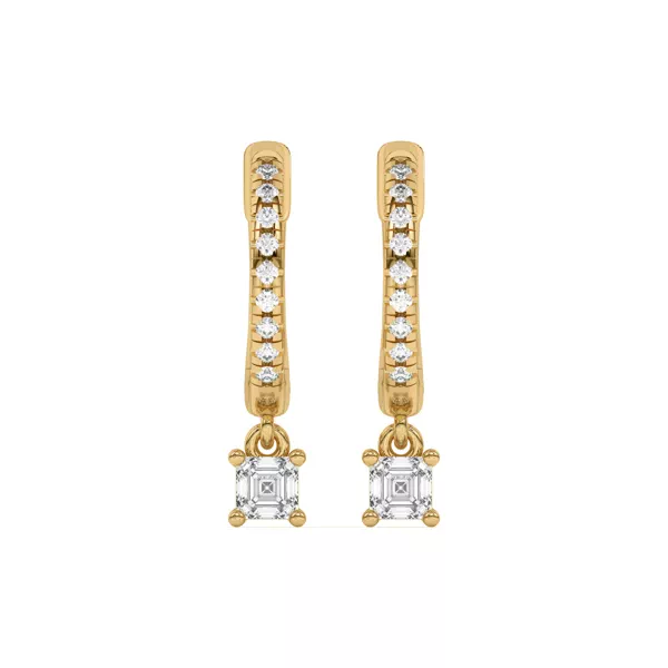 Asscher-Cut Lab Diamond Drop Huggie Earrings