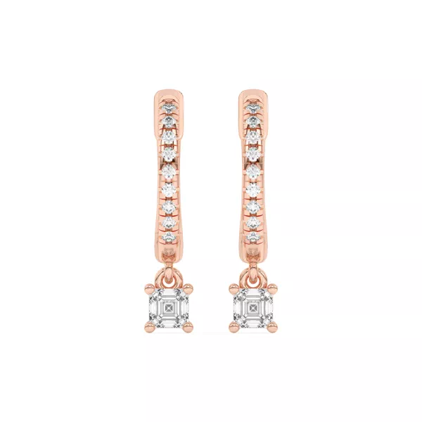 Asscher-Cut Lab Diamond Drop Huggie Earrings