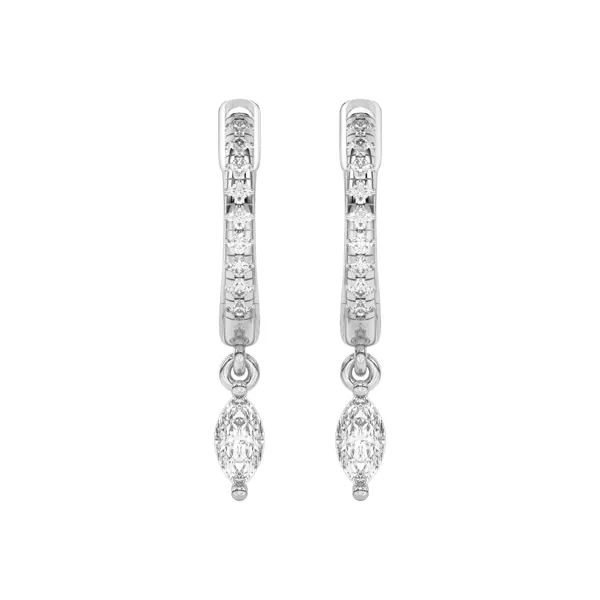 Marquise Lab Diamond Drop Huggie Earrings