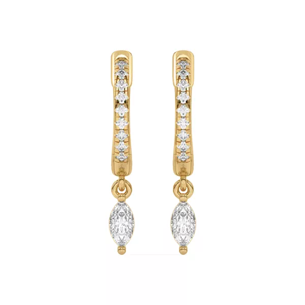 Marquise Lab Diamond Drop Huggie Earrings