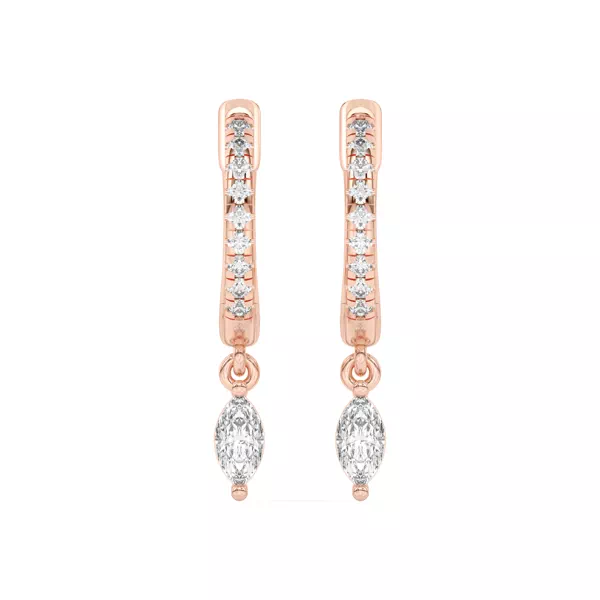 Marquise Lab Diamond Drop Huggie Earrings
