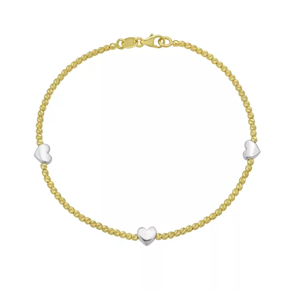 Heart Station Two-Tone Gold Bracelet