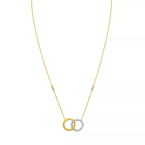 Interlocking Textured Two-Tone Circle Gold Necklace