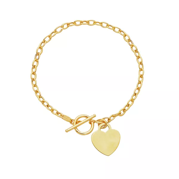 Heart Charm Toggle Gold Bracelet