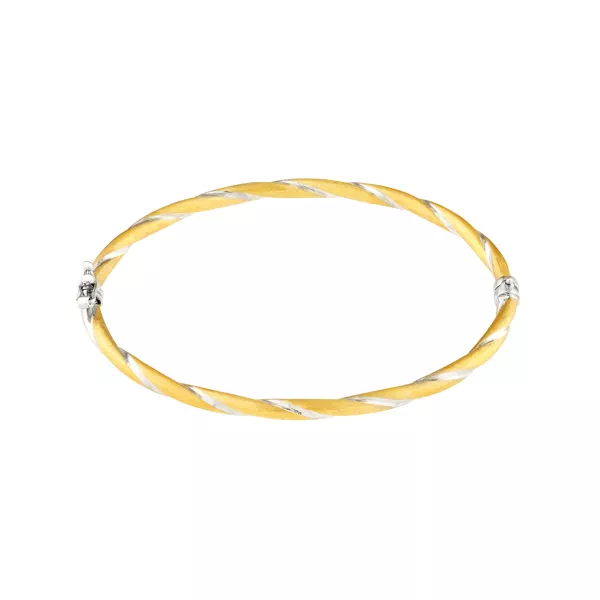 Two-Tone Twisted Brush Gold Bangle