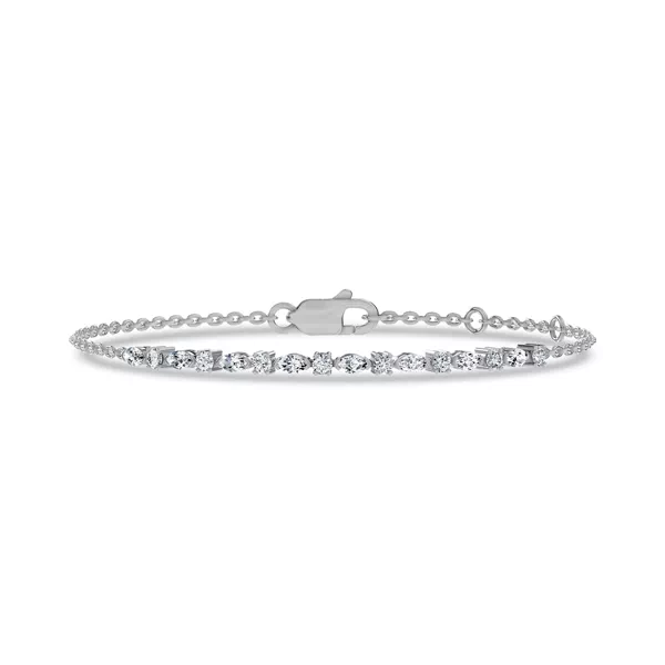 Round and Marquise Lab Diamond Chain Tennis Bracelet