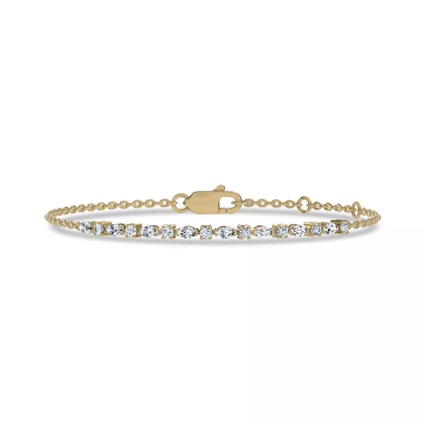 Round and Marquise Lab Diamond Chain Tennis Bracelet